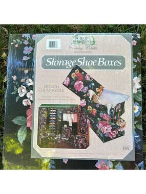 Country Estates Storage Shoe Boxes Set of 2 French Countryside Floral NIP